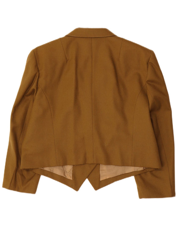 Vintage Damen 3/4 Ärmel Doppelbrust Bolero Jacke IT 46 Large Khaki