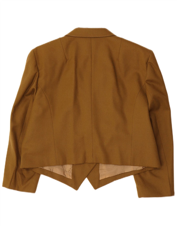 Vintage Damen 3/4 Ärmel Doppelbrust Bolero Jacke IT 46 Large Khaki