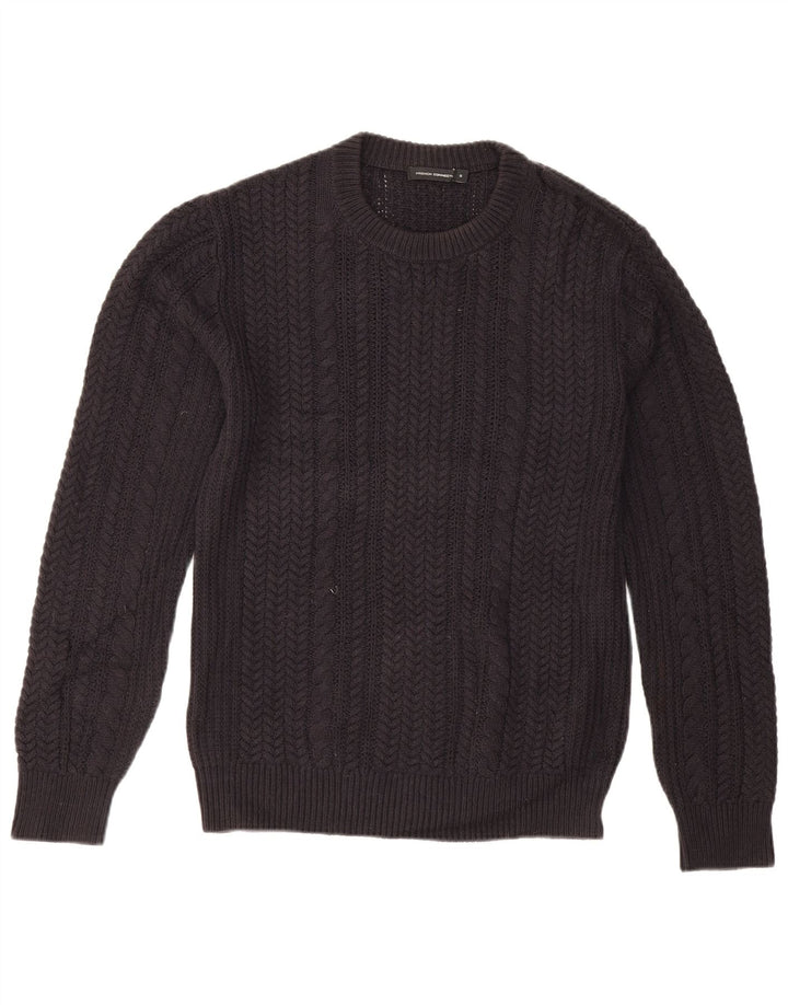 French Connection Herren-Pullover mit Rundhalsausschnitt, Größe S, marineblaue Baumwolle