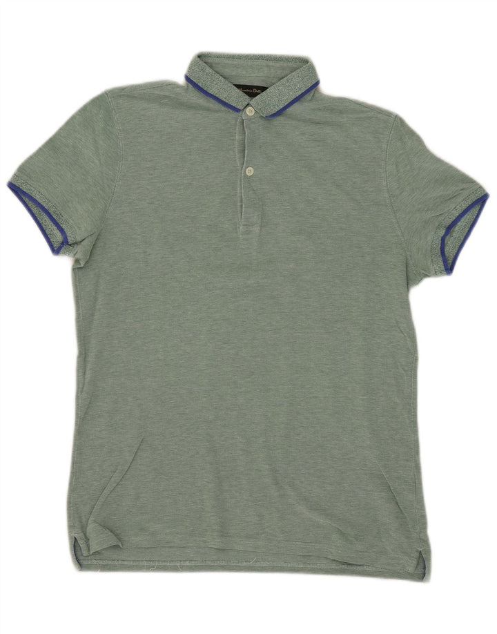 MASSIMO DUTTI Herren Poloshirt Mittelgrün meliert