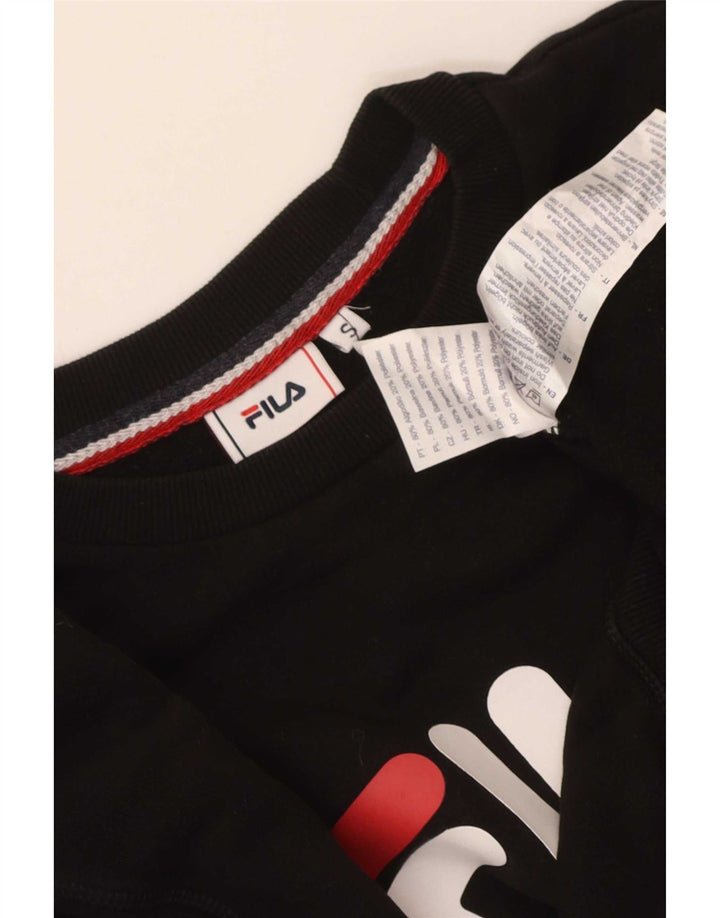 Fila Herren-Sweatshirt mit Grafik, Größe S, schwarze Baumwolle