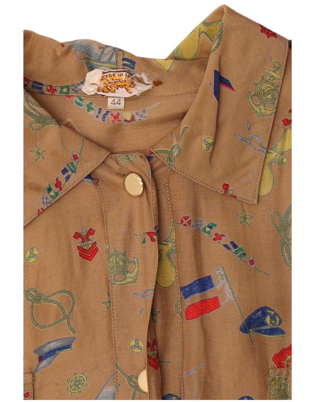 Vintage Damen Hemdkleid mit abstraktem Muster EU 44 XL Braun Geometrisch