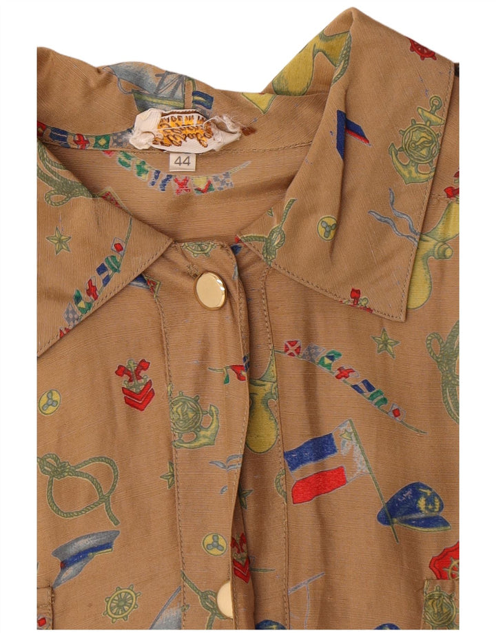 Vintage Damen Hemdkleid mit abstraktem Muster EU 44 XL Braun Geometrisch