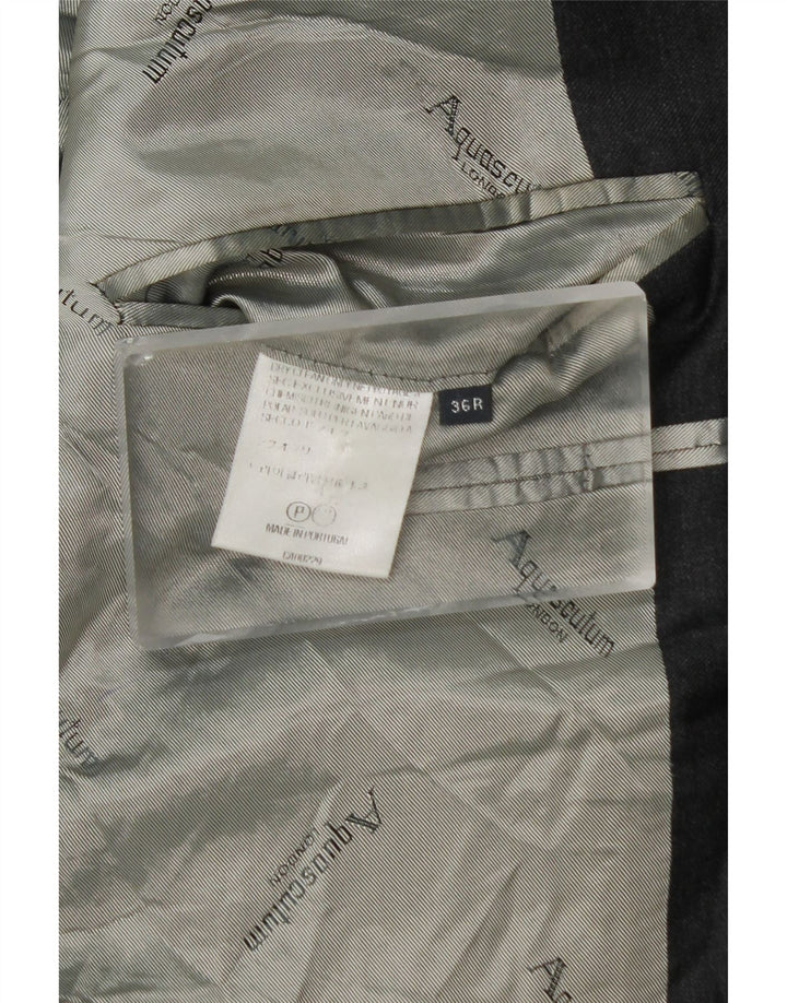 Aquascutum Herren-Blazer mit 2 Knöpfen, UK 36, kleine graue Wolle