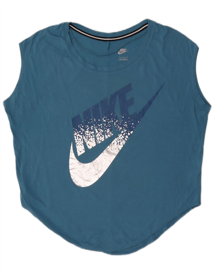 Nike Damen-Oberteil mit Grafik, übergroß, UK 14, Größe L, Blau, Baumwolle