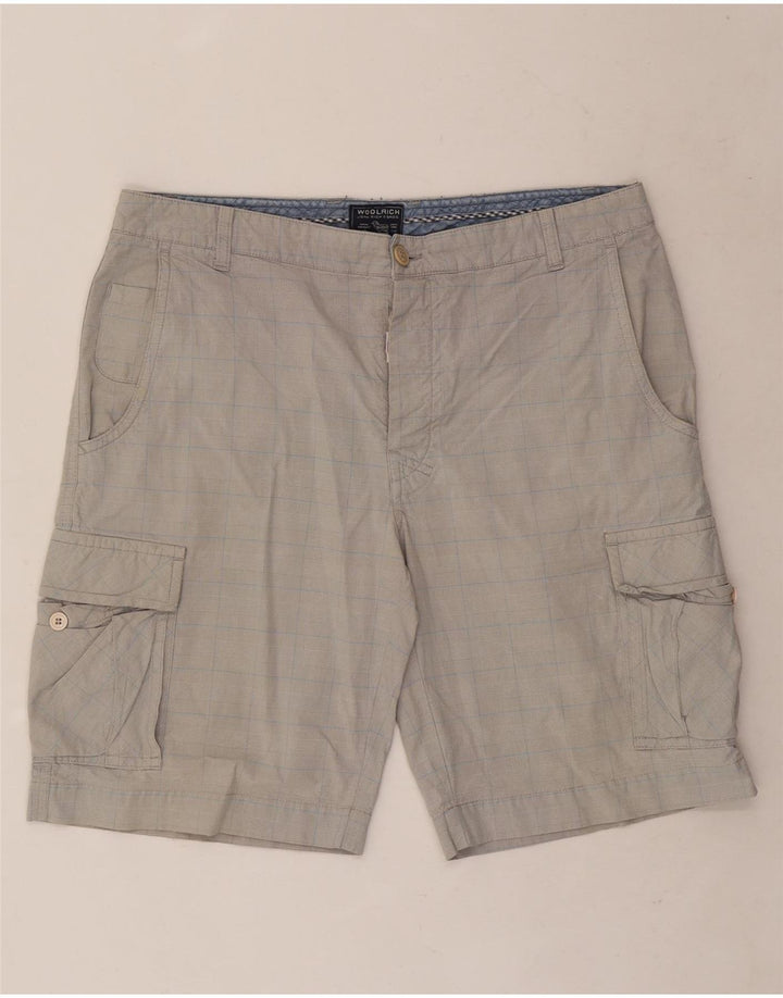 Woolrich Herren-Cargo-Shorts W34, groß, grau kariert