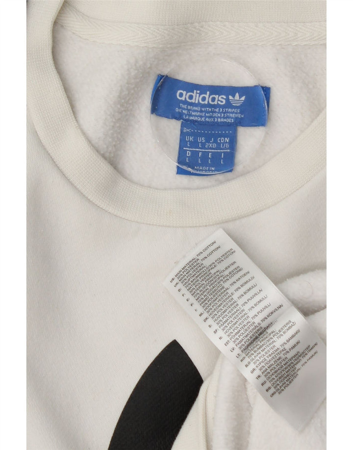 Adidas Herren Grafik-Sweatshirt-Pullover, groß, weiße Farbblock-Baumwolle