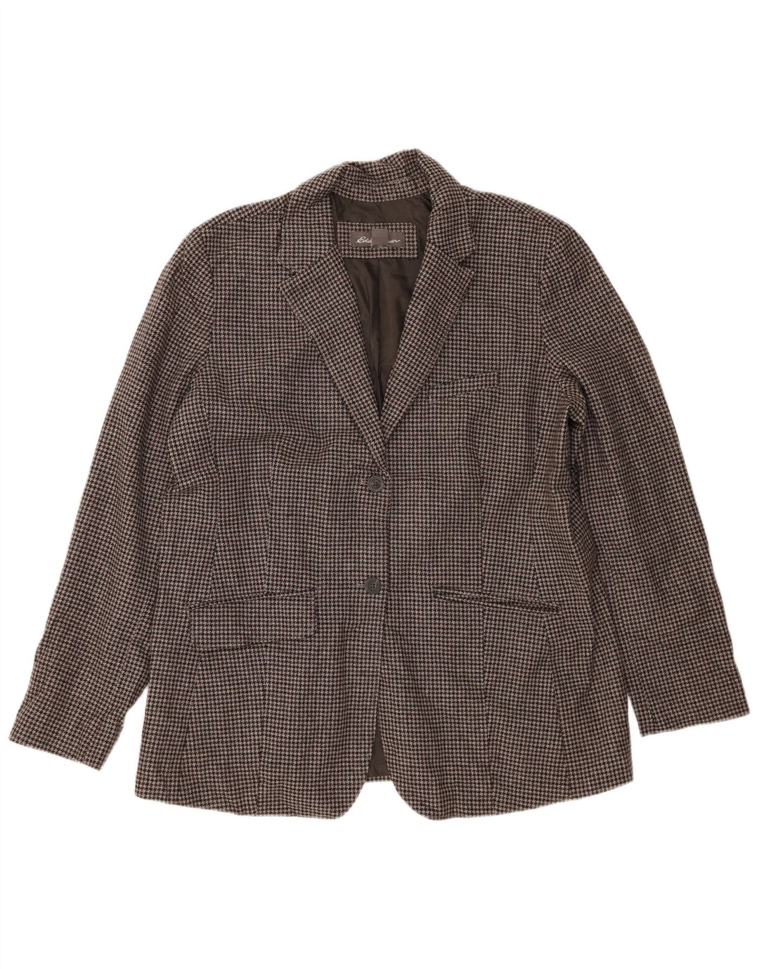 Eddie Bauer Damen 2-Knopf-Blazerjacke US 20 2XL Graue Hahnentrittwolle