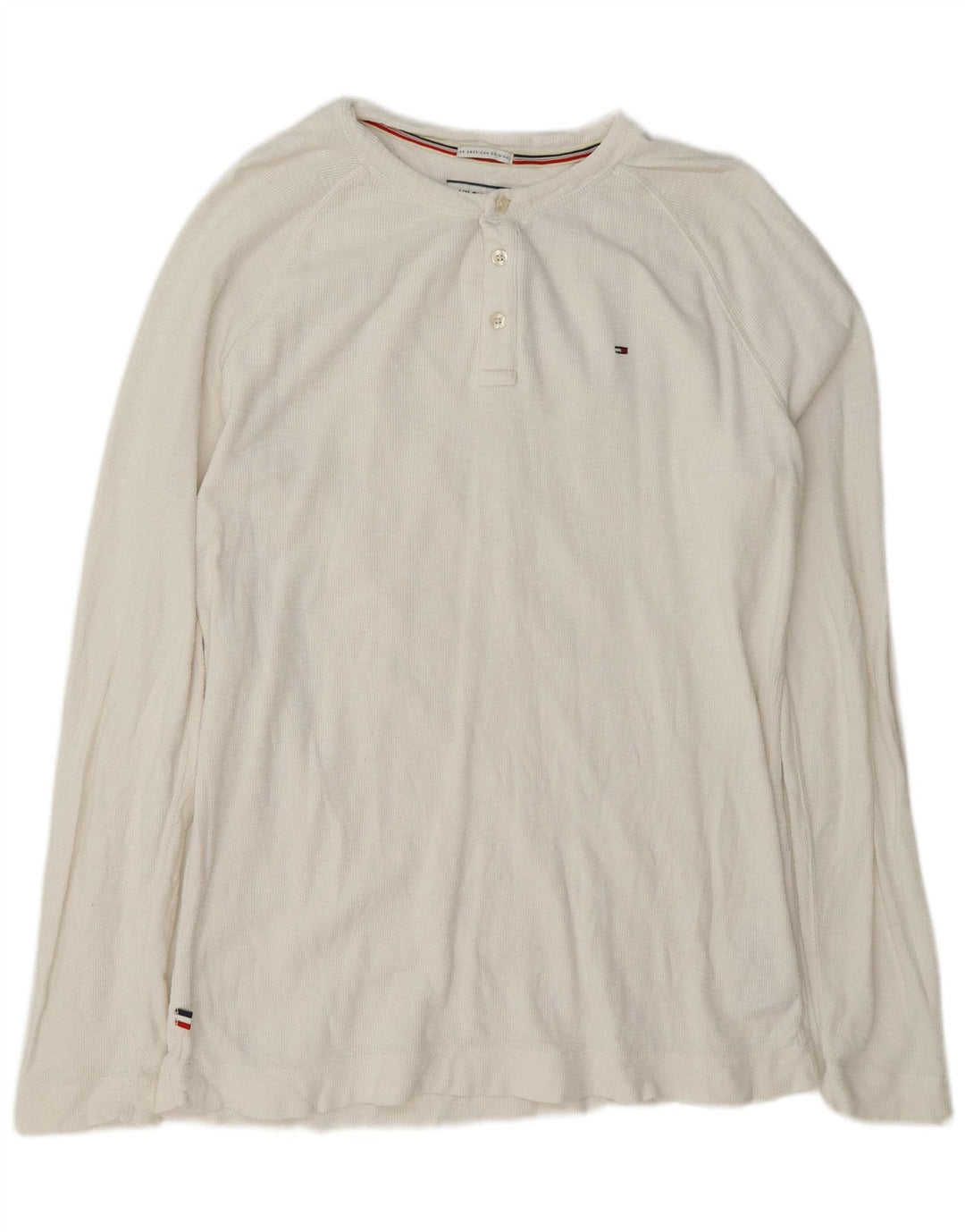 Tommy Hilfiger Herren-Oberteil, langärmlig, normal, groß, aus weißer Baumwolle