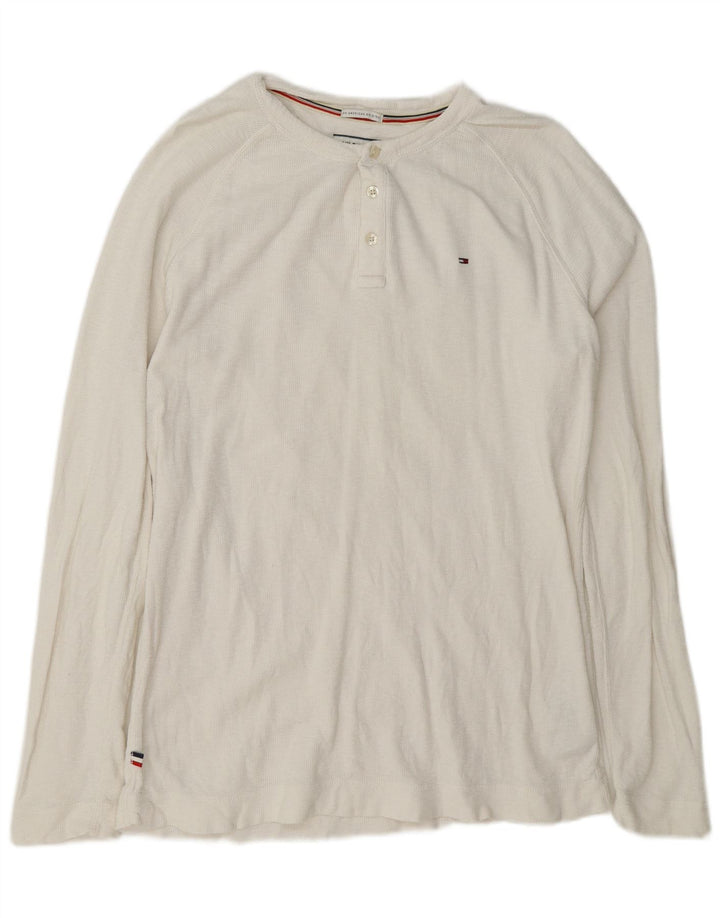 Tommy Hilfiger Herren-Oberteil, langärmlig, normal, groß, aus weißer Baumwolle