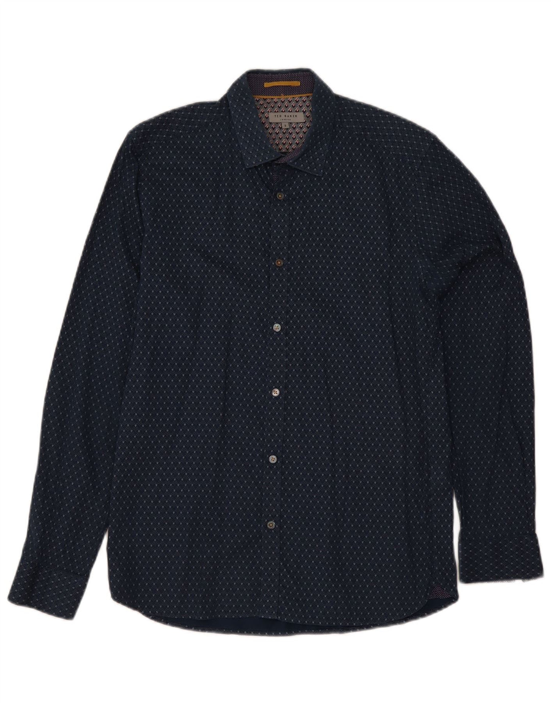 Ted Baker Herrenhemd, Größe 3, mittelgroß, marineblau, geblümt, Baumwolle