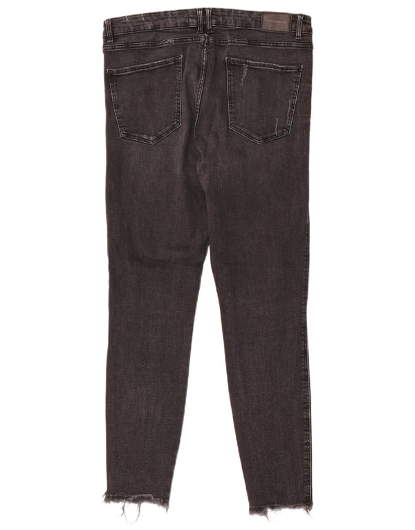 Zara Damen Trafaluc Distressed Skinny Jeans EU 44 XL W34 L28 Schwarze Baumwolle