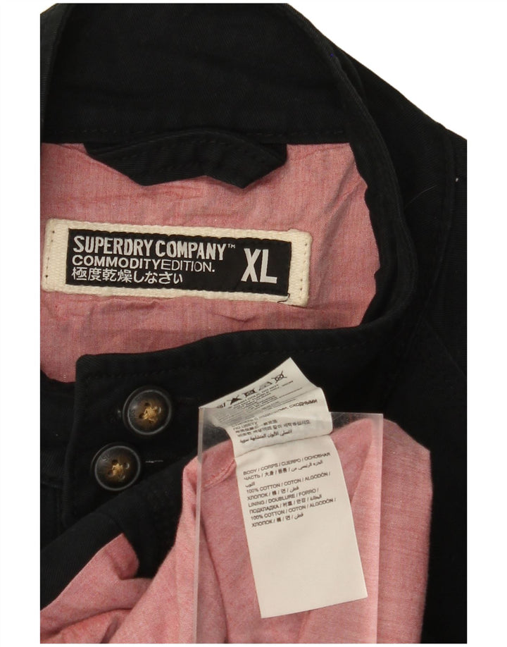 SUPERDRY Herren Bomberjacke UK 42 XL Marineblaue Baumwolle