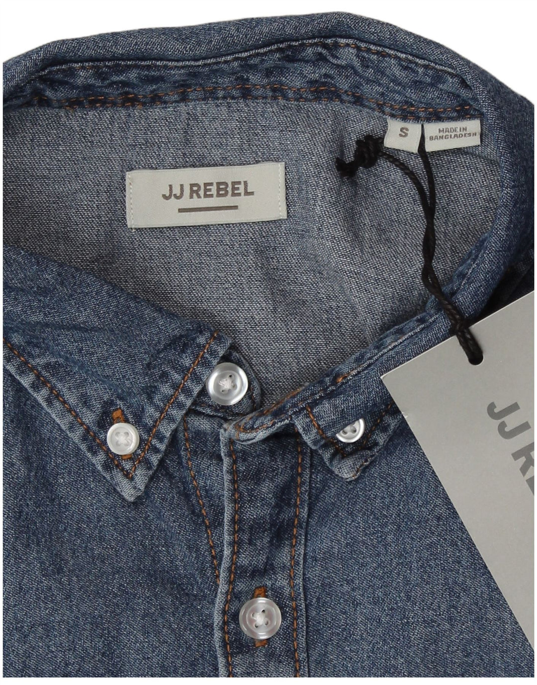 JJ Rebel Herren-Hemd, klein, aus blauer Baumwolle