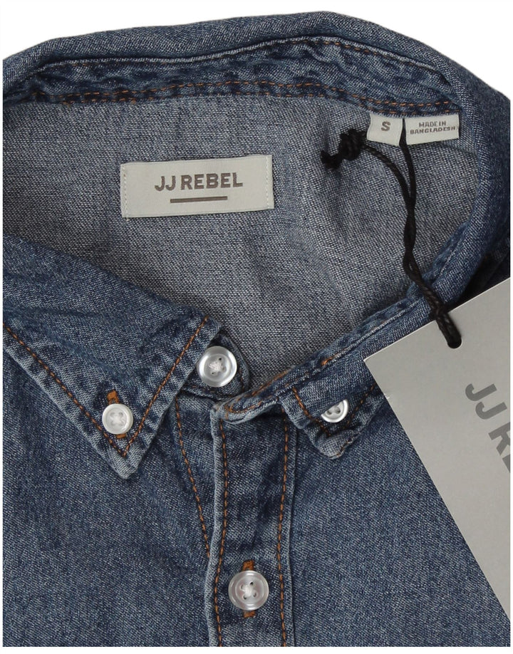 JJ Rebel Herren-Hemd, klein, aus blauer Baumwolle