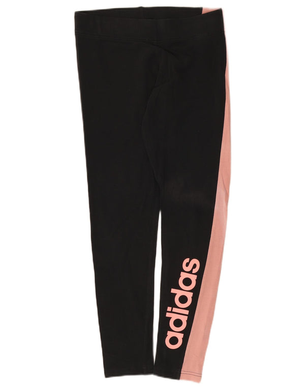 Adidas Damen Graphic Leggings UK 12/14 Mittelschwarze Colourblock-Baumwolle