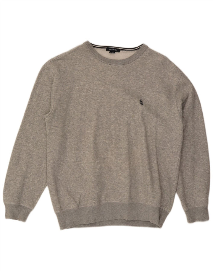 NAUTICA Herren-Sweatshirt-Pullover, große graue Baumwolle