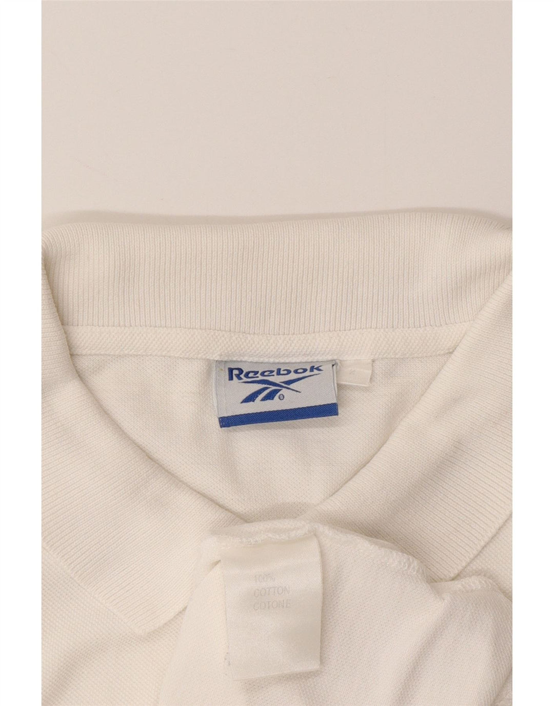 REEBOK Mens Polo Shirt Medium White Cotton