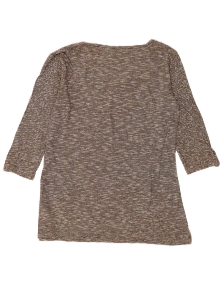 Marks & Spencer Damen-Top, 3/4-Ärmel, UK-Größe 12, mittelgrau gefleckte Baumwolle