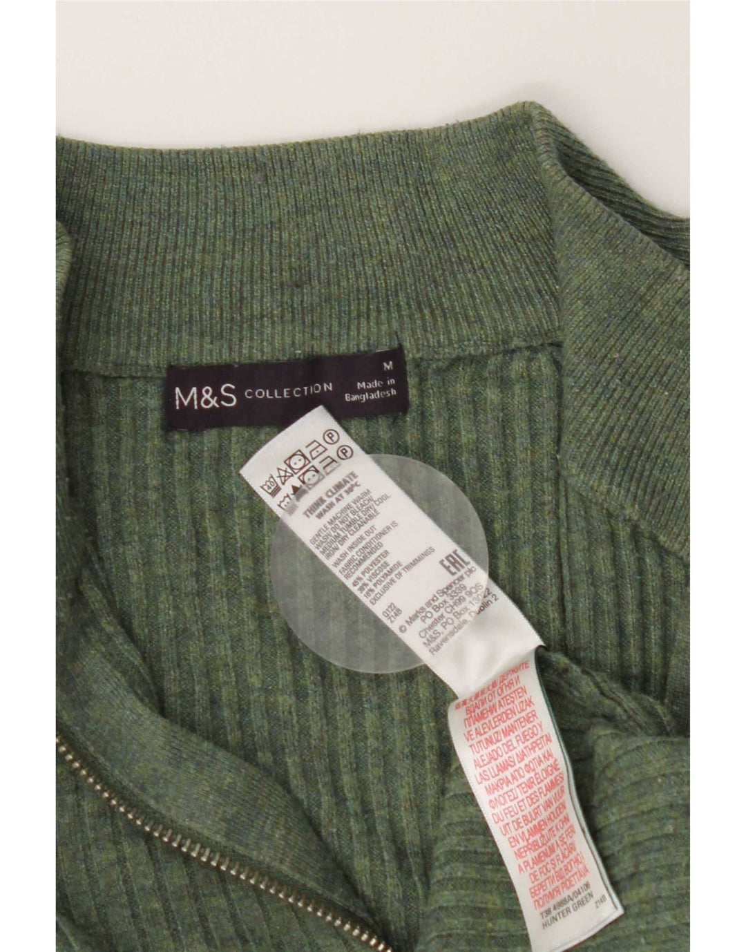 Marks & Spencer Damen-Pullover mit Reißverschluss am Hals, UK 14, Mittelgrün, Polyester