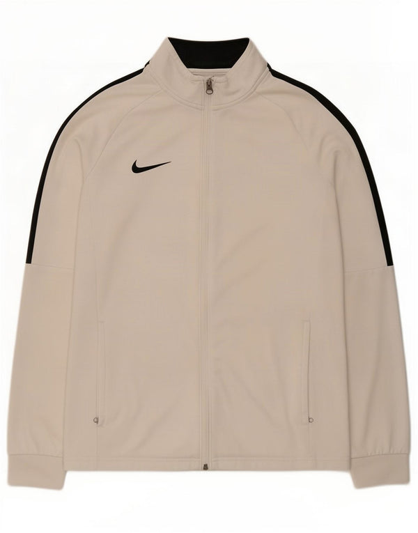 Nike Herren-Dri-Fit-Trainingsanzugoberteil aus mittelweißem Colourblock-Polyester