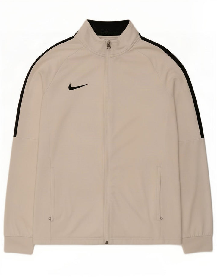 Nike Herren-Dri-Fit-Trainingsanzugoberteil aus mittelweißem Colourblock-Polyester