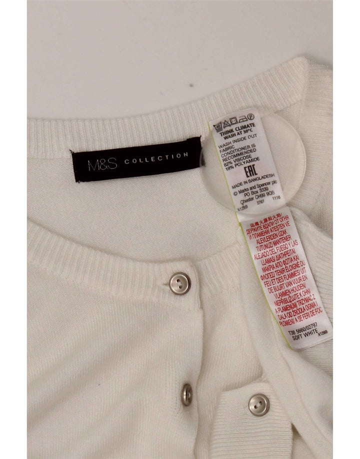 Marks & Spencer Damen Crop Cardigan Pullover UK 12 Mittelweiße Viskose