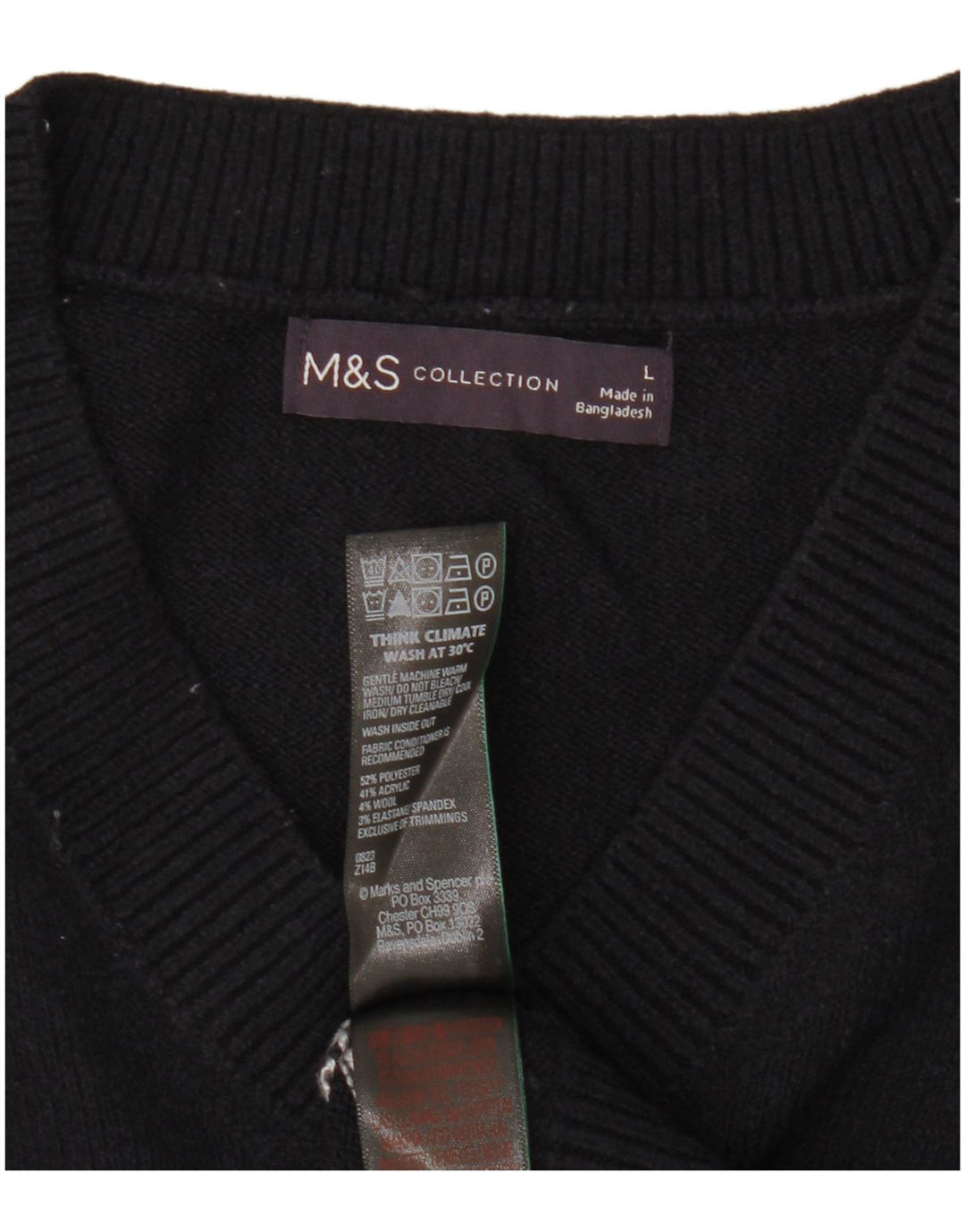Marks & Spencer Damen-Pullover mit V-Ausschnitt, Gr. 40, Größe L, schwarz gestreift