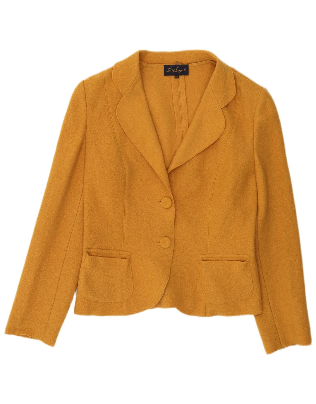 Luisa Spagnoli Damen 2-Knopf-Blazerjacke IT 46 Große gelbe Wolle