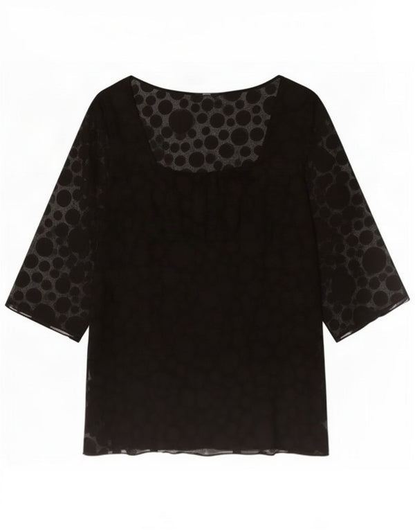 Marks & Spencer Damen Tunika-Oberteil mit 3/4-Ärmeln, UK 20 2XL, Schwarz gepunktet