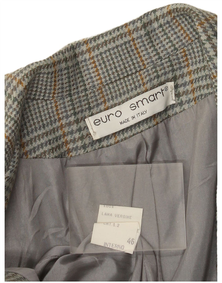 Vintage Damen Blazerjacke mit 2 Knöpfen, IT 46, große graue Wolle mit Hahnentrittmuster