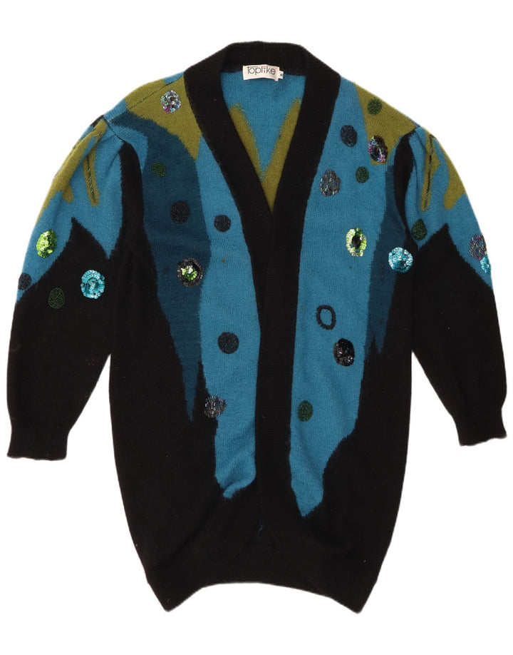 TOPLIKE Damen-Strickjacke in Übergröße, lang geschnitten, EU 40, Mittelblau