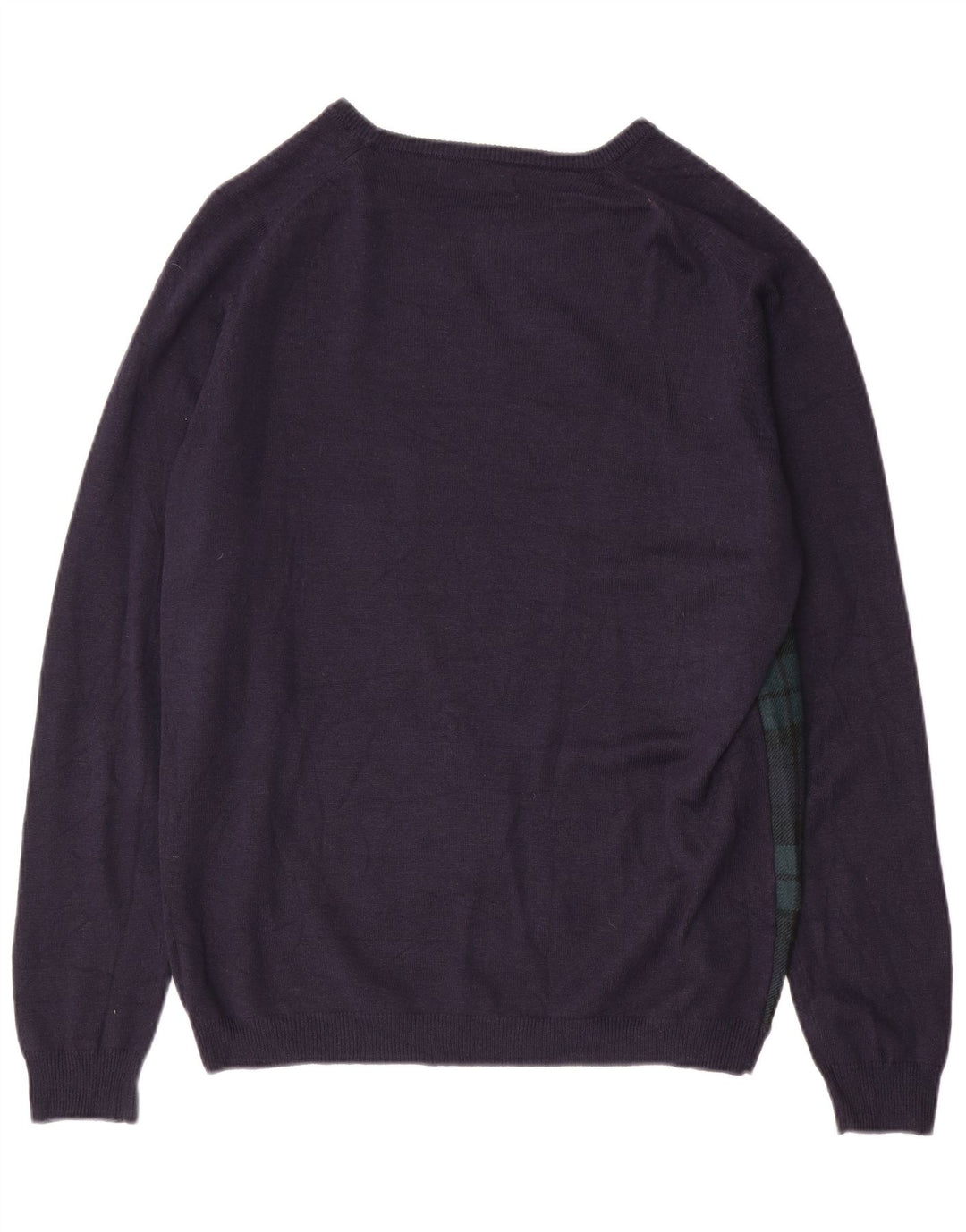 ZARA Herren-Pullover mit U-Boot-Ausschnitt, XL, Marineblau kariert