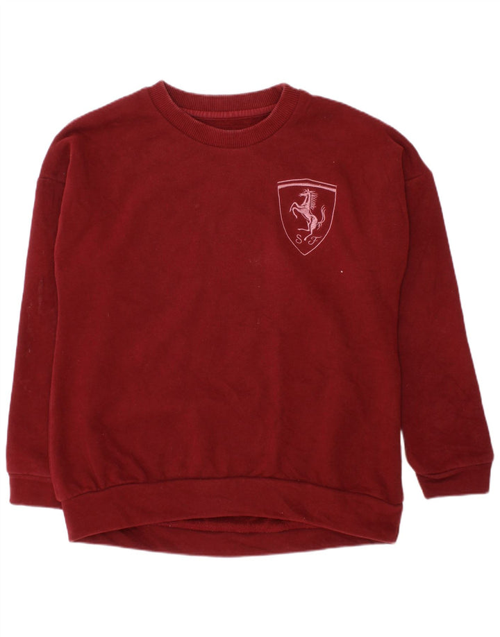 FERRARI Sweatshirt-Pullover für Jungen, 5–6 Jahre, burgunderfarbene Baumwolle