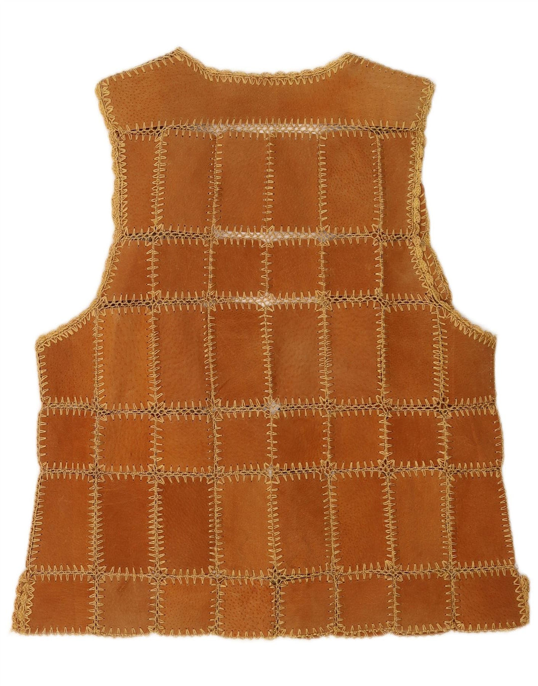 Vintage Damen Wildlederweste XL Braun Patchwork
