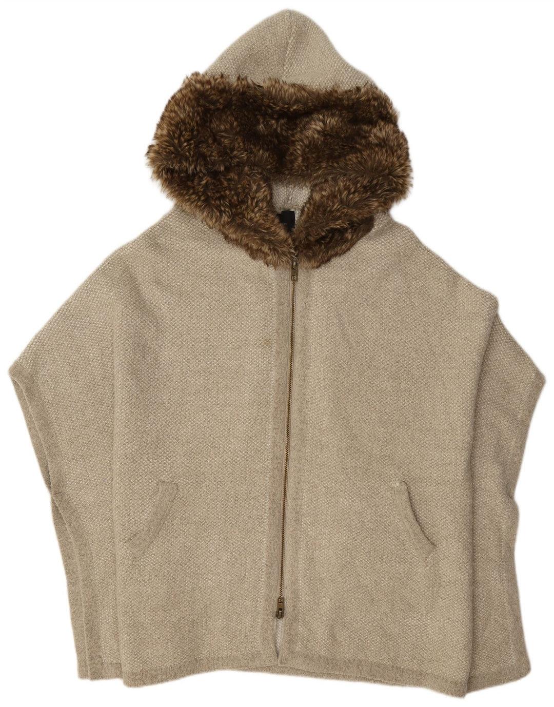 Zara Poncho-Pullover mit Kapuze für Damen, UK 14, Mittelgrau