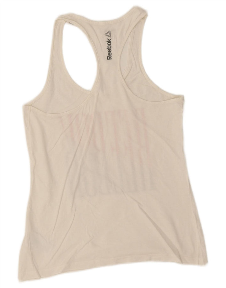 Reebok Womens Graphic Vest Top UK 8/10 Small Weiße Baumwolle