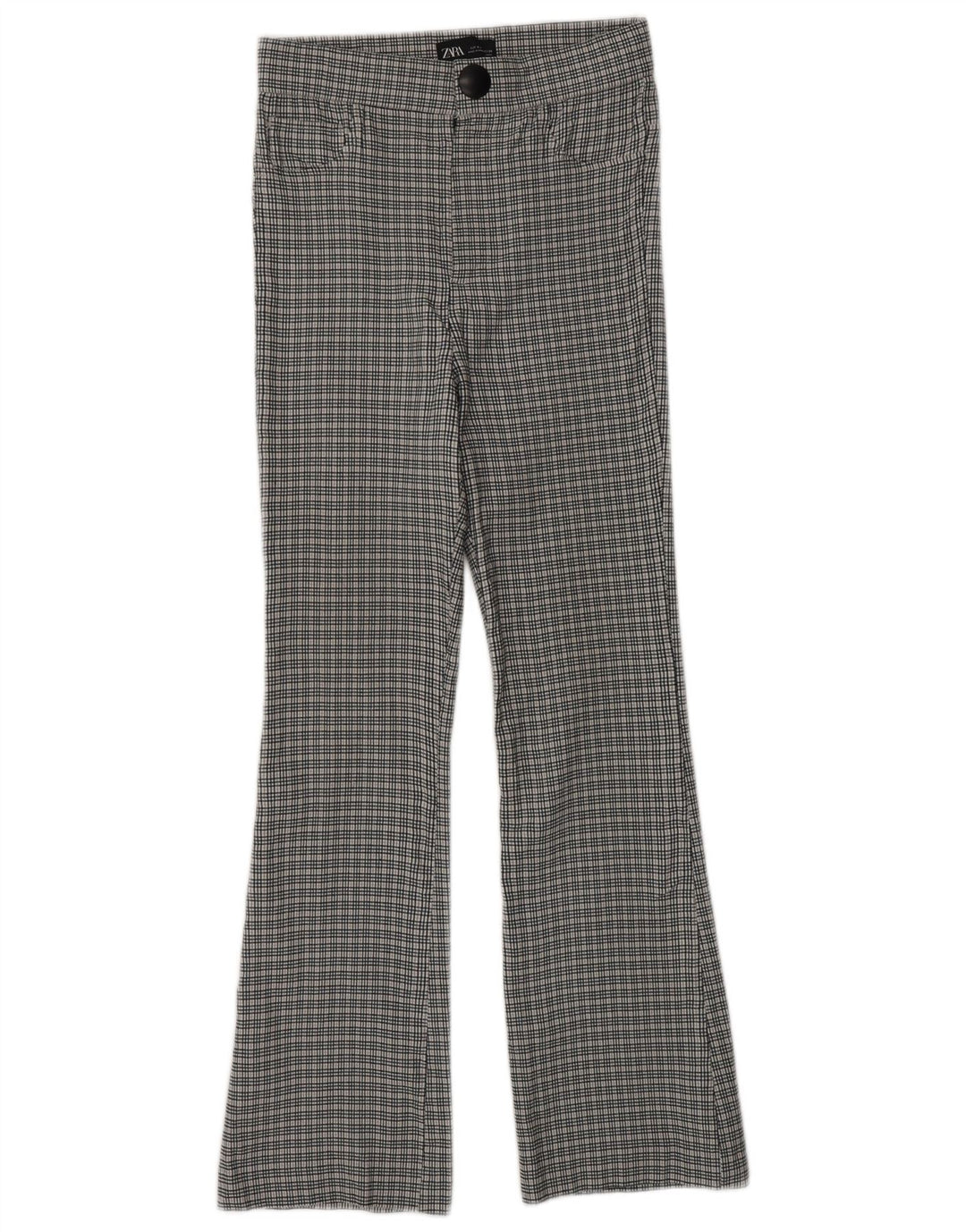 ZARA Damen Bootcut Freizeithose Klein W26 L26 Grau Chevron