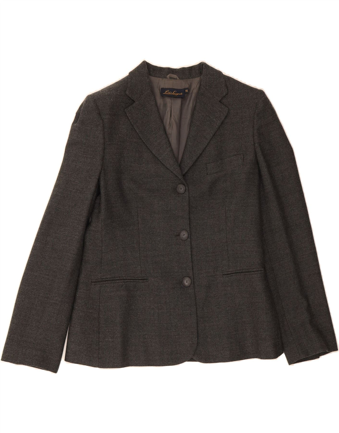 LUISA SPAGNOLI Womens 3 Button Blazer Jacket IT 46 Large Grey Wool Vintage Luisa Spagnoli and Second-Hand Luisa Spagnoli from Messina Hembry 