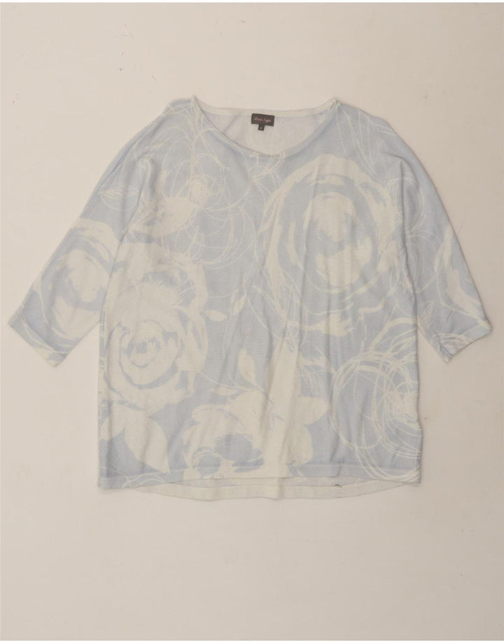 Phase Eight Damen-Top, 3/4-Ärmel, UK-Größe 12, mittelblau, geblümt, Baumwolle