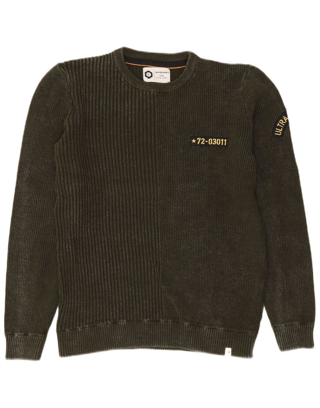 Jack & Jones Herren-Pullover mit Rundhalsausschnitt, mittelgrüne Baumwolle