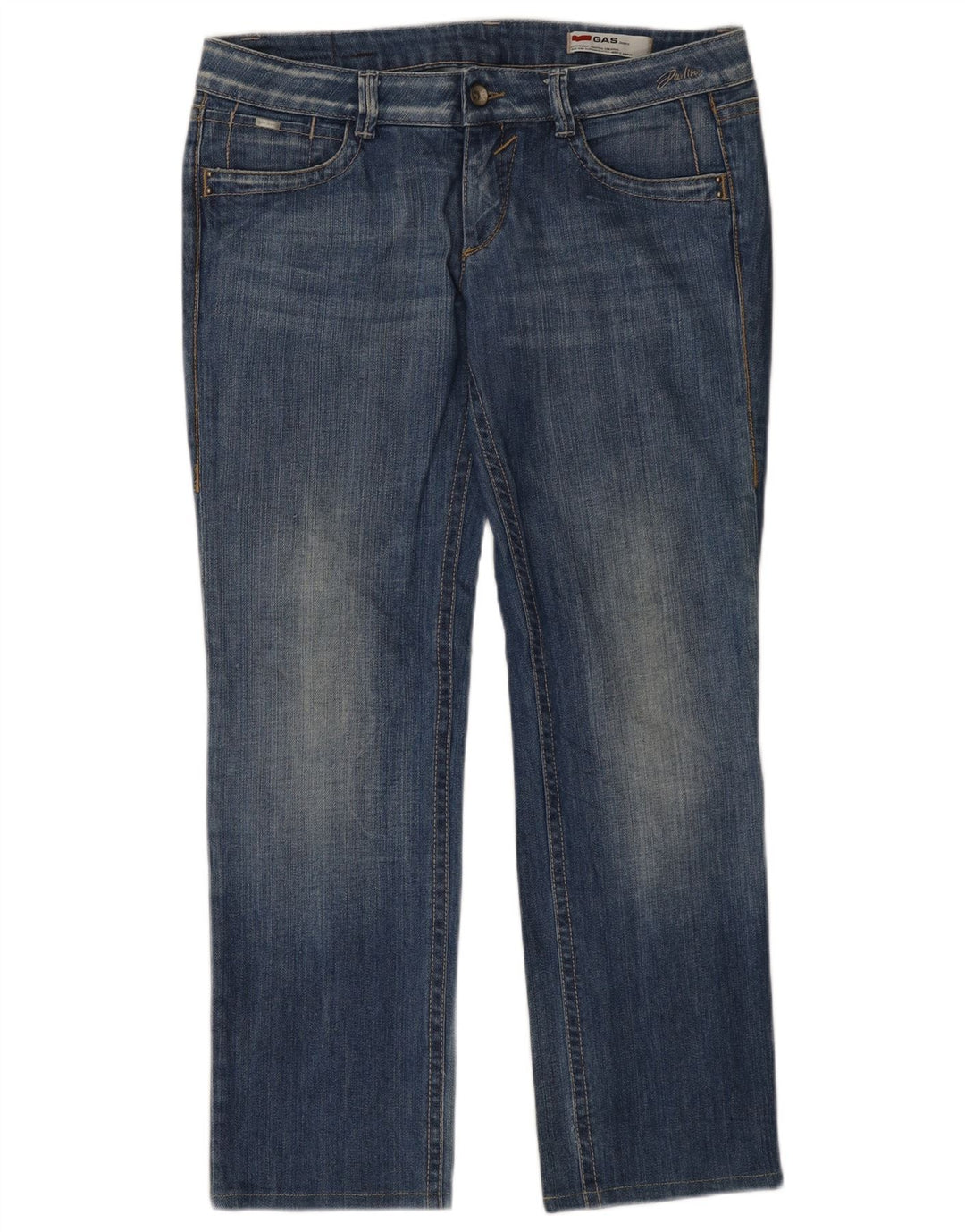 GAS Damen Straight Jeans W33 L30 Blaue Baumwolle