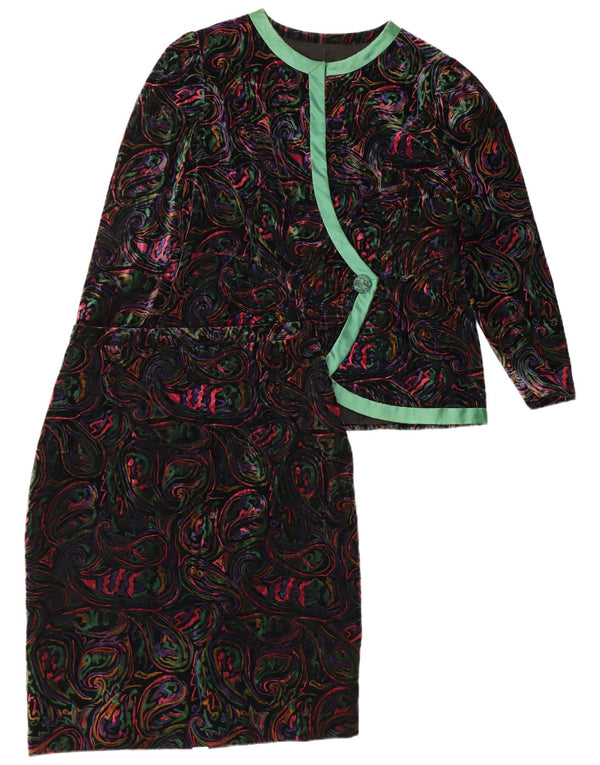 VINTAGE Damen 1 Knopf 2-teiliges Rockset UK 12 Medium W32 Mehrfarbig