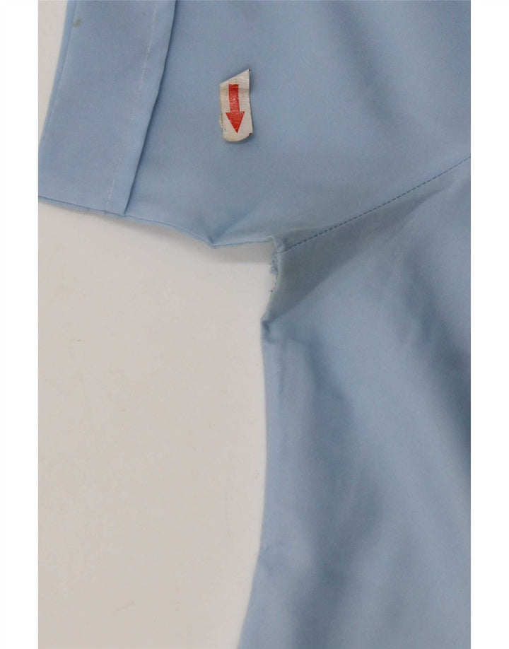Vintage Damen Kurzarm-Hemdbluse UK 14 Mittelblaues Polyester
