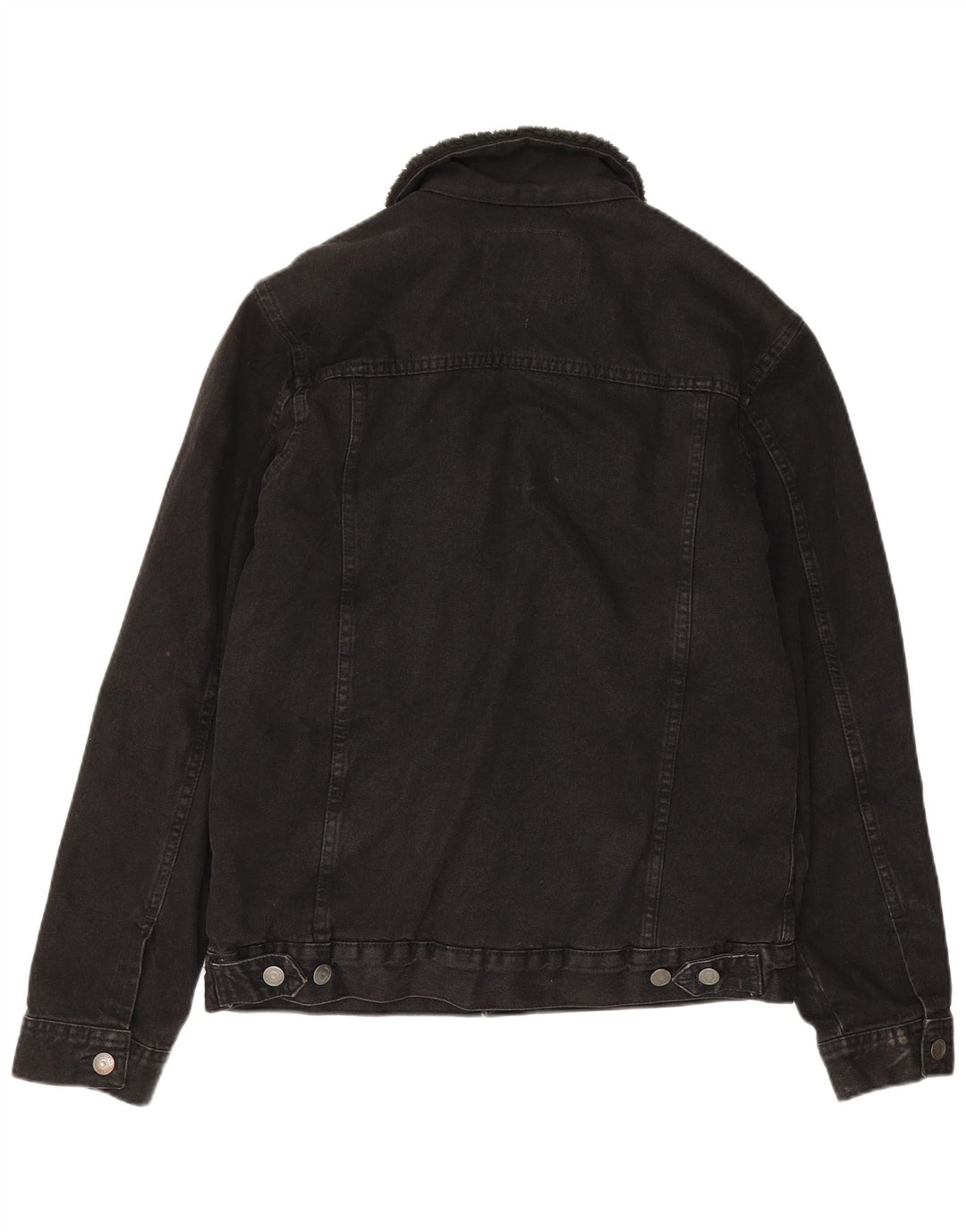 Zara Herren Sherpa Jeansjacke UK 38 Medium Schwarz Polyester