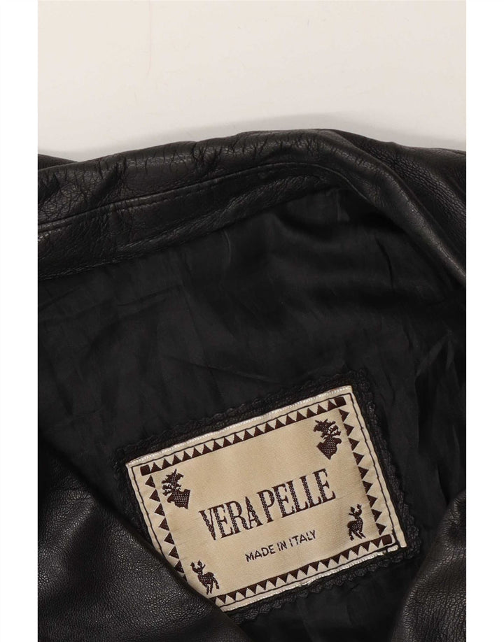Vintage Damen Lederjacke UK 14 Medium Schwarz