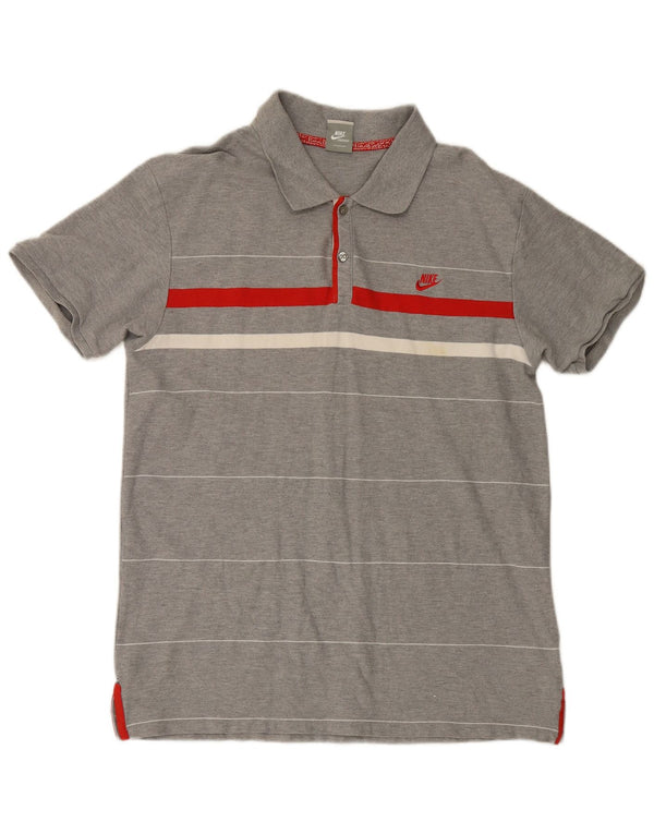 Nike Herren-Poloshirt UK 47/48 2XL grau gestreift aus Baumwolle