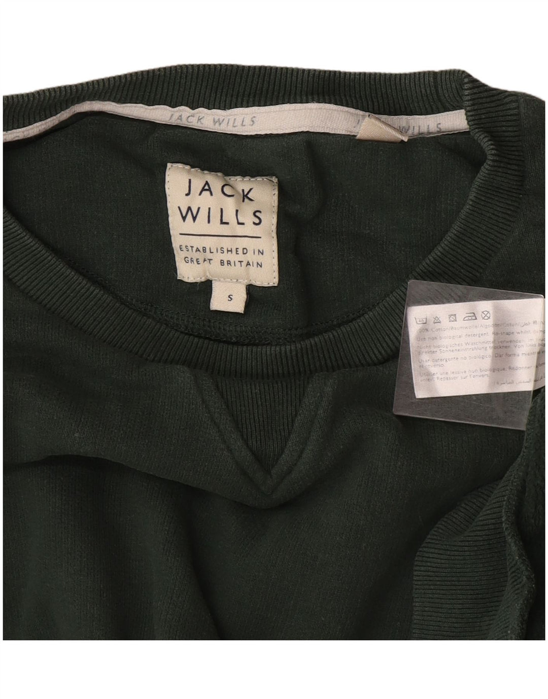 Jack Wills Herren-Sweatshirt, Pullover, Größe S, grüne Baumwolle
