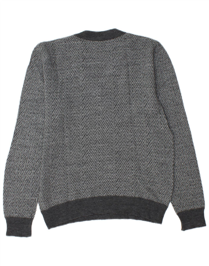 ALMIRA Herren-Pullover mit V-Ausschnitt, klein, grau, Chevron