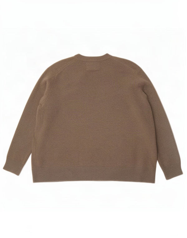 Zara Damen-Pullover mit V-Ausschnitt, übergroß, UK 14, mittlerer Khaki-Kaschmir